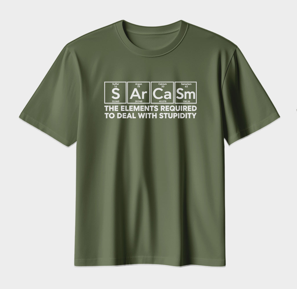 Sarcasm Periodic Table T-Shirt – Funny Science Humor Graphic Tee