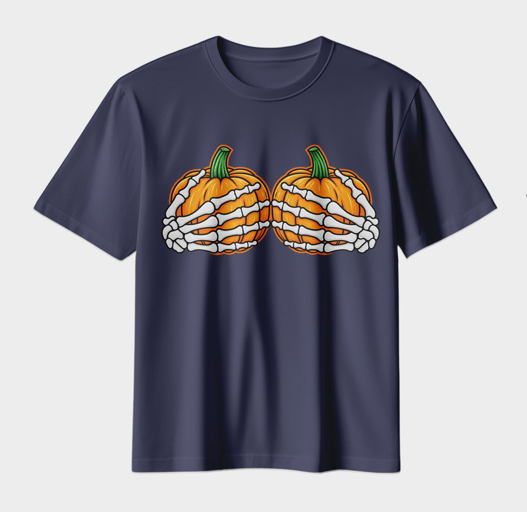 Bone to Be Wild – Skeleton Hands Pumpkin Halloween Graphic Tee
