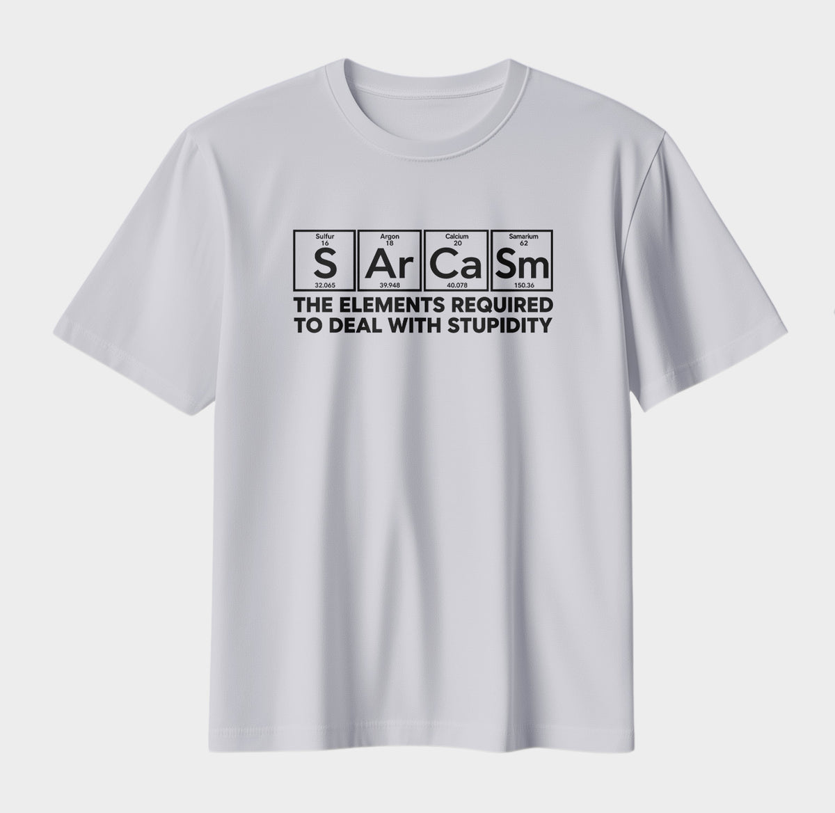 Sarcasm Periodic Table T-Shirt – Funny Science Humor Graphic Tee